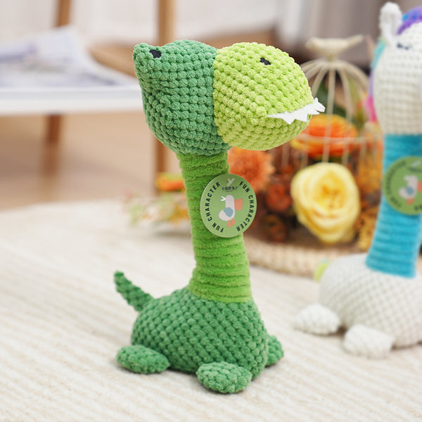 Squeaky Plush Dog Toy - Green Dinosaur